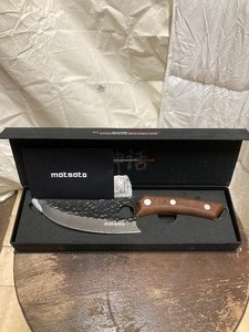 lot 285 image: Matsato Kitchen Kinife. 6 Blade &amp 5 Handle.&nbsp Blade has a place to rest your finger