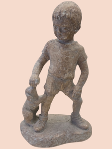 lot 34 image: GARDEN STATUE AUSTIN PRODUCTIONS SCULPTURE FROM 1975 entitled Pals. A BOY WITH A DOG.14T