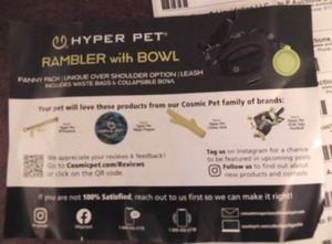 lot 124 image: Doggie fanny pack  leash, bowl and waste bags NEW IN PKG