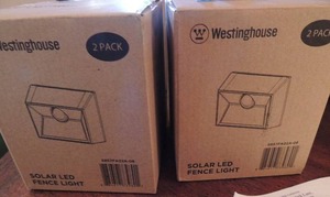lot 92 image: Westinghouse - 2 pack solar fence wall lights QTY OF 2 PACKAGES
