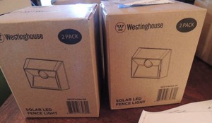 lot 121 image: Westinghouse - 2 pack solar fence wall lights QTY OF 2 PACKAGES