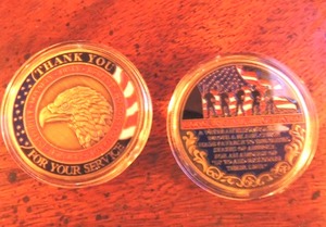 lot 125 image: VETERAN CHALLENGE COINS  QTY 2