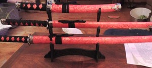 lot 50 image: 3 piece Samari Sword Set with stand NEW