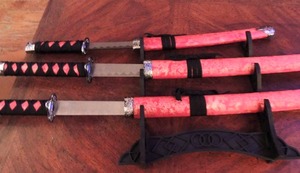 lot 127 image: 3 piece Samari Sword Set with stand NEW