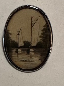 lot 254 image: Brooch oval with Sail boats 1 x 1.5