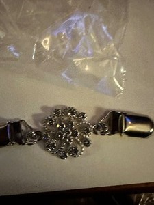 lot 191 image: NEW bejeweled silver tone sweater or jacket clasp