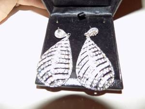 lot 198 image: pair of earrings silver crystal tear drop