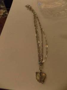 lot 174 image: NEW 2 chain Zircon and mother of pearl necklace adjustable length