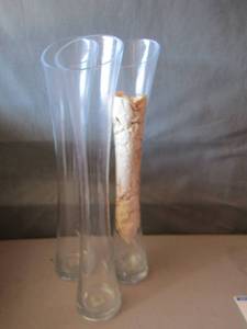 lot 71 image: qty 3 clear glass tall vases