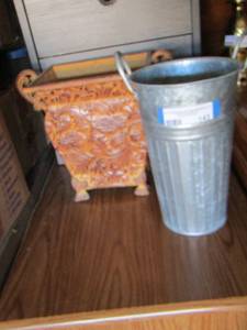 lot 143 image: qty 2 metal vases