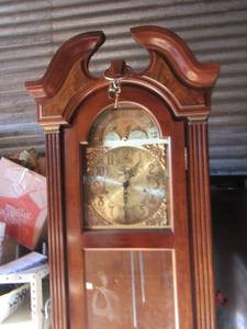 lot 201 image: Grandfather clock needs minor work no weights