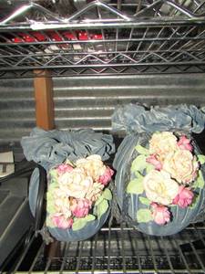 lot 245 image: blue floral vases qty 2