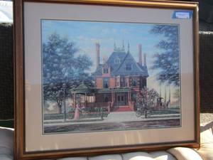 lot 8 image: EDDLEMAN-MCFAARLAND HOUSE  - VICTORIAN MANSION IN FT WORTH  Framed  Art by Randy Souders 1984