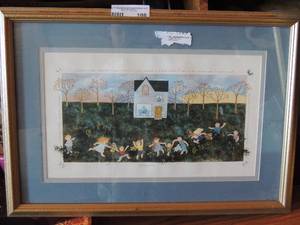lot 108 image: School house framed art Philippians 48 Debbie Kingston