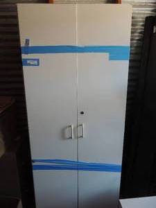 lot 117 image: double door white storage cabinet no keys