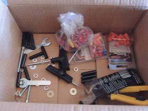 lot 119 image: wire nuts, washers, pipe wrench, small wrenches