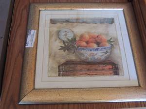 lot 128 image: framed fruit art