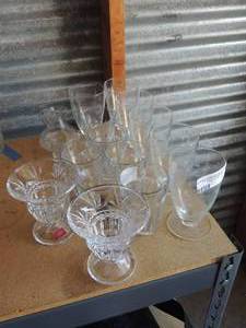lot 129 image: various size wine glasses
