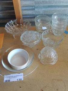 lot 130 image: small clear glass bowls,