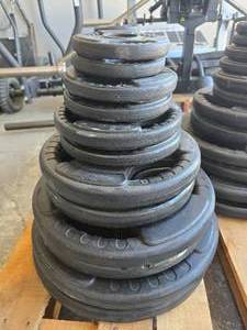 lot 69 image: Full Stack of Northern Lights Plate Weights.  Includes 2 of Each 2.5lb, 5lb, 10lb, 25lb, 35lb, 45lb