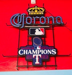 lot 28 image: Corona Texas Rangers World Series Champions Lighted Wall Beer Sign.  Tested
