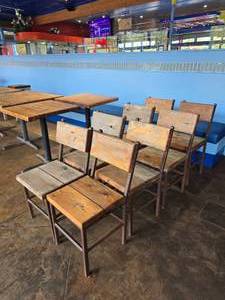 lot 66 image: Lot of 8 Wooden & Steel Chairs