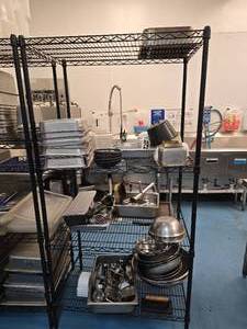 lot 74 image: Wire Shelf w Contents.  Includes everything on the shelf