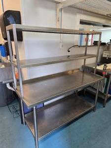 lot 76 image: Stainless Steel Prep Table w Top Shelf