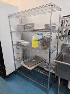 lot 80 image: Wire Shelf w Contents.  Includes everything on the shelf