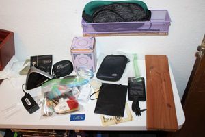 lot 63 image: Misc. lot Asus EA-N66 wireless adapter, charger, folding glasses, frig magnets, and more. See photos