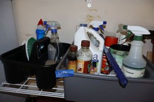 lot 176 image: Cleaning supplies and caddy