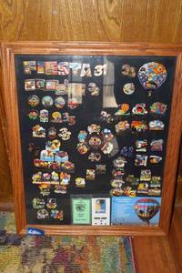 lot 10 image: Framed balloon pins as shown