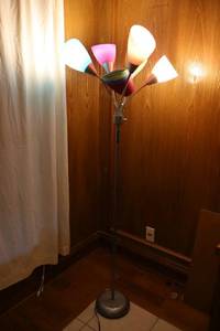 lot 25 image: Silver floor lamp with multi-color shades