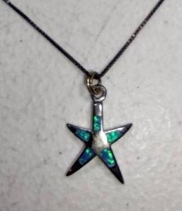 lot 237 image: Jewerly Sterling silver 925 necklace with opal starfish pendant