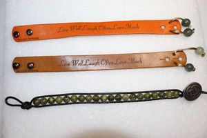 lot 254 image: Jewelry Connemara marble bead bracelet with Celtic knot fastener and leather bracelets