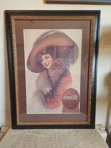 lot 75 image: Vintage collectible Coca Cola advertisement framed artwork - 27 x 37