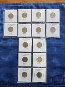lot 19 image: Selection of old Jefferson Nickels 1939 and up