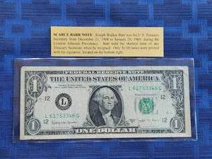lot 32 image: 1963-B Scarce Barr note - Barr $1 bill
