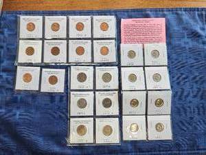 lot 40 image: Selection of Uncirculated Brilliant coins - Roosevelt dimes, Jefferson Nickels, and Wheat pennies