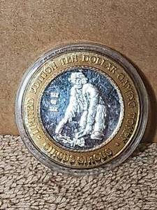 lot 149 image: .999 Silver - Circus Circus Hotel Casino Reno Nevada Tiger $10 token .999 Silver - Emmett Kelly Jr