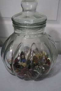 lot 106 image: Glass Canister with Vintage Buttons