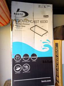 lot 4 image: $$$ Bootz Industries 010-1002-00CH ShowerCast 6030 60 In. W. x 30 In. D. Right Drain Shower Floor in White