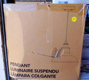 lot 60 image: HOME DEPOT PENDANT LIGHT Brushed Steel - NIB