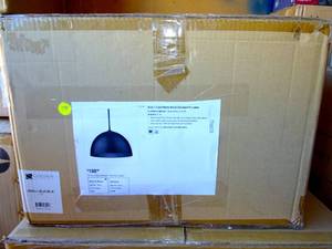 lot 74 image: BIG $ LOT - Golden Lighting Zoey 16 Wide Pendant with Black Shade Model 6956-L BLK-BLK