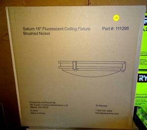 lot 132 image: Juno Saturn Semi-Flush Mount Ceiling Light With Switchable Color Temperature (2700K-5000K), 16-Inch, Brushed Nickel