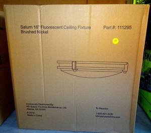 lot 134 image: Juno Saturn Semi-Flush Mount Ceiling Light With Switchable Color Temperature (2700K-5000K), 16-Inch, Brushed Nickel