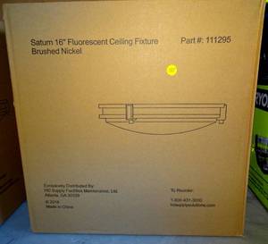 lot 135 image: Juno Saturn Semi-Flush Mount Ceiling Light With Switchable Color Temperature (2700K-5000K), 16-Inch, Brushed Nickel