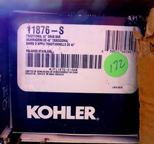 lot 172 image: NEW - KOHLER SOS KOH TRADITIONAL 42IN GRAB BAR 11876 S - Stainless Steel