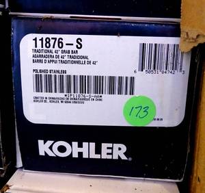 lot 173 image: NEW -KOHLER SOS KOH TRADITIONAL 42IN GRAB BAR 11876 S - Stainless Steel