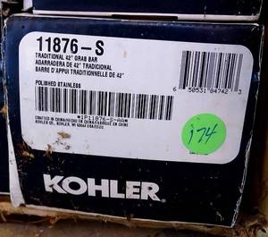 lot 174 image: NEW - KOHLER SOS KOH TRADITIONAL 42IN GRAB BAR 11876 S - Stainless Steel